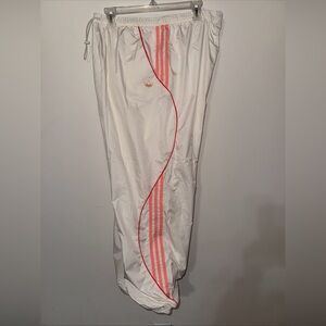 Adidas White Ivory Track Pants Joggers with coral Accents Large